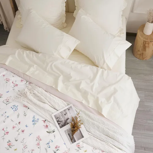 Vista 3 de PHF Juego de sábanas de 100 % algodón lavado para ropa, tamaño King, juego de sábanas de algodón ultra suave, 4 piezas transpirables y duraderas que