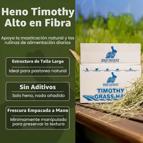 Vista 2 de High Desert - Heno Timothy de primera corte para conejos, cobayas, mascotas pequeñas, 4 libras