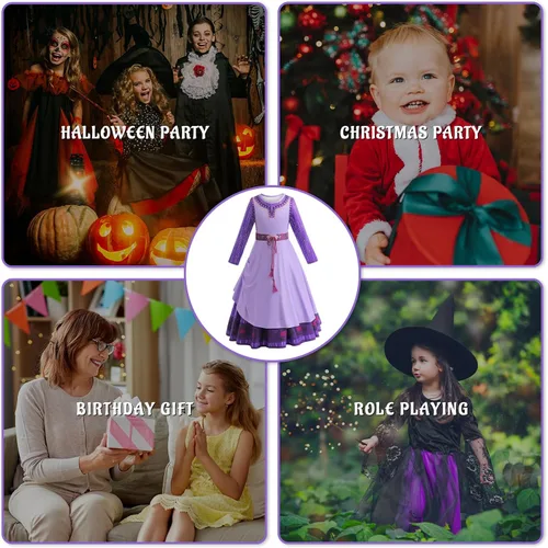 Vista 6 de CIYTI Wish Asha - Disfraz de Asha para niñas pequeñas, vestido Asha para fiesta de Halloween con accesorios