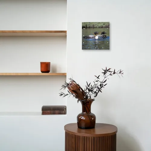 Vista 9 de 3drose Family of Three Loons - Reloj de pared de 10 x 10 pulgadas