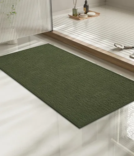 Vista 51 de Chakme Juego de 2 alfombras de baño ultrafinas, absorbentes, antideslizantes, lavables a máquina, color negro, 17 x 24 pulgadas / 17 x 30 pulgadas