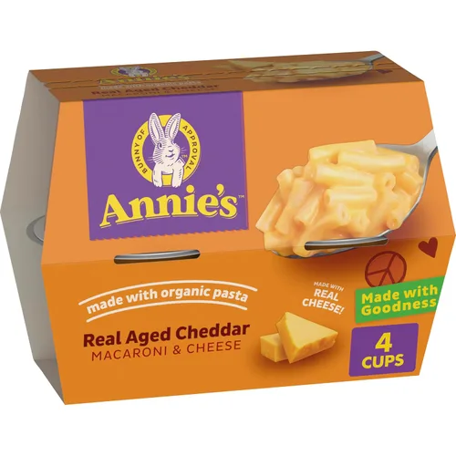 Vista 14 de Tazas de macarrones con queso al microondas de queso cheddar real envejecido de Annie's, con pasta orgánica, hechas con queso real, guarnición