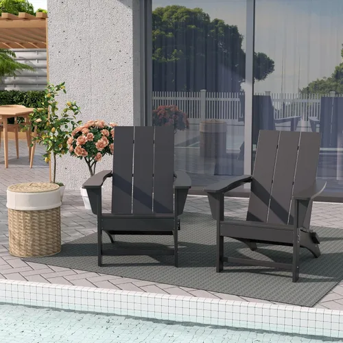 Vista 24 de WestinTrends Ashore Modern - Silla plegable Adirondack para exteriores (juego de 2), color negro