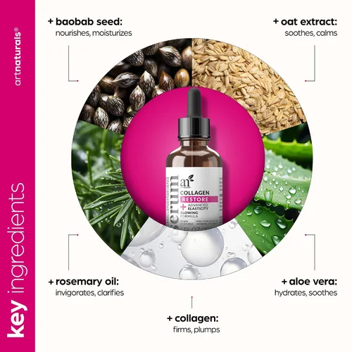 Vista 5 de ArtNaturals - Suero de colágeno potenciador para la cara, antienvejecimiento, reduce las arrugas y aumenta el colágeno, cura y repara la piel