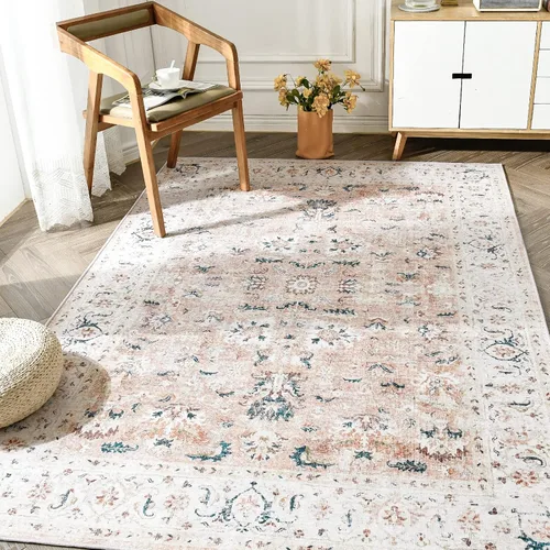 Vista 8 de jinchan Alfombra de entrada de 2 x 3 pulgadas, lavable, diseño floral vintage, tapete pequeño para interiores, bohemio, ligero, delgado