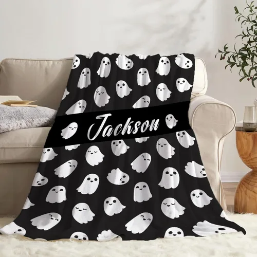 Vista 17 de Cute Ghosts - Manta de bebé personalizada para recién nacido, regalos para Halloween y Navidad, 40 x 30 pulgadas
