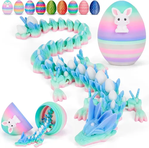 Vista 20 de TBOLINE - Paquete con 4 huevos de dragón impresos en 3D, animales de cristal articulados, juguete para la ansiedad, autismo, TDAH, piezas míticas