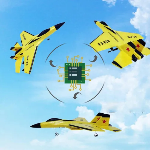 Vista 7 de Feamos Fmingdou Avión Rc, avión RC realista SU-35 Fighter EPP Avión de espuma para niños Fácil vuelo antichoque Control remoto avión para niños 13.0