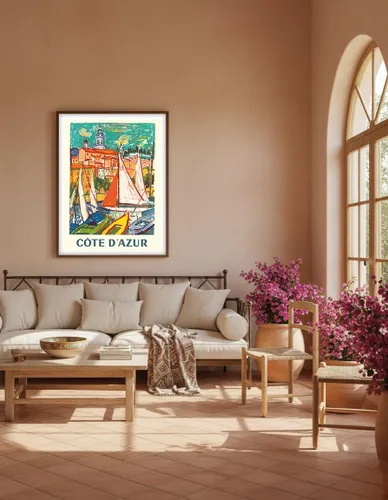 Vista 5 de Côte D'Azur - Menton France - Póster de viaje vintage por Roger Marcel Limouse c.1965 - Impresión artística maestra (sin marco) 6 x 9 pulgadas