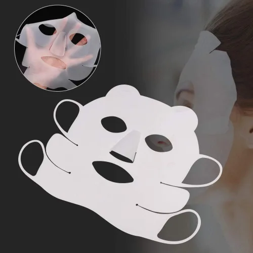 Vista 3 de Máscara facial reutilizable de silicona con gancho para la oreja de panda, máscara hidratante facial de belleza, evita la evaporación del suero