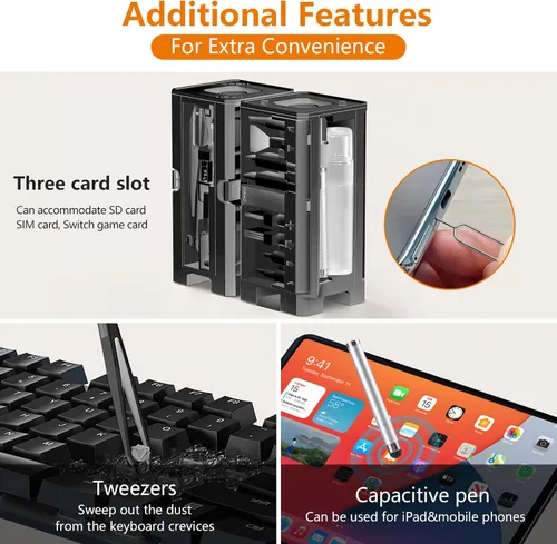 Vista 4 de Kit de limpieza de teléfono celular, kit de limpieza para iPhone para puerto de carga, kit de limpieza de teclado para Airpods/Android/USB