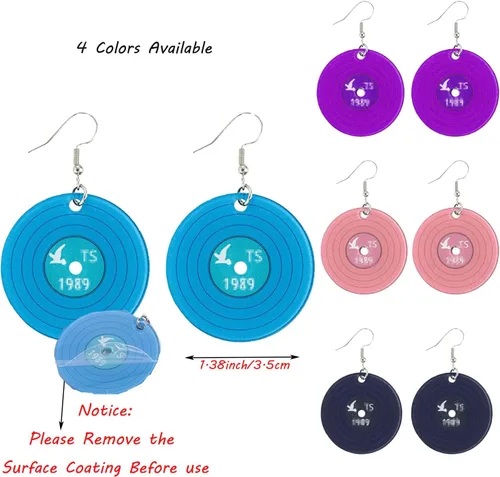 Vista 2 de Taylor 1989 Pendientes con tarjeta de abanicos colgantes de acrílico TS Eras Pendientes Taylor Merch TS Inspirados en Álbum Pendientes de joyería