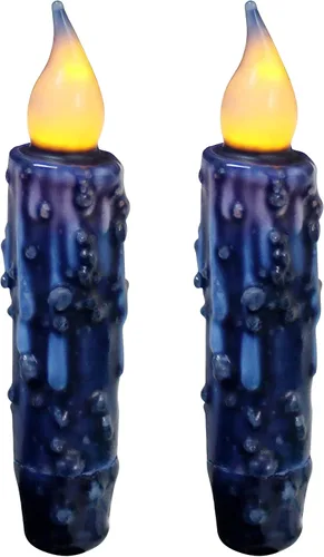 Vista 26 de CVHOMEDECO. Velas de cera real sumergidas a mano con temporizador LED con pilas, velas cónicas sin llama primitivas del país, 4-3/4 pulgadas, negro