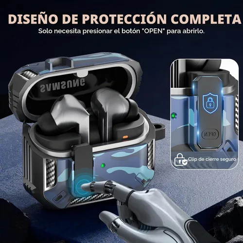 Vista 4 de Lock Fit Diseñado para Samsung Galaxy Buds3 FE (2025) / Buds3 Pro (2024) / Funda Buds 3 (2024), con kit de limpieza Cuerpo completo Resistente a