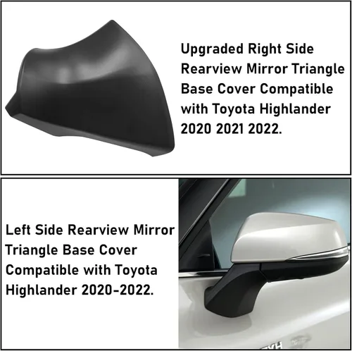 Vista 2 de Jaronx Compatible con la cubierta de base triangular para espejo lateral Toyota Highlander 2020-2024, para espejo retrovisor Highlander, cubierta