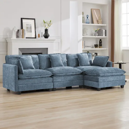 Vista 55 de Sofá modular en forma de nube de 113 pulgadas, sofás de asiento profundo de gran tamaño para sala de estar, sofá modular tapizado de chenilla