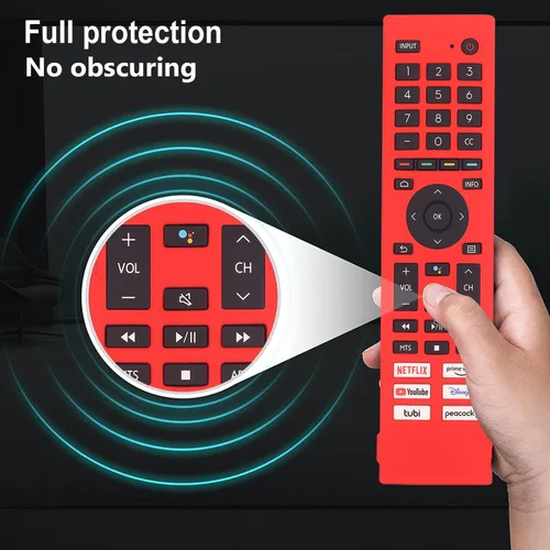 Vista 3 de Hisense ERF3J80H ERF3G80H ERF3F80H - Funda de silicona para control remoto Hisense 4K UHD Android Smart TV, a prueba de golpes, con cordón (negro)
