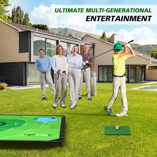 Vista 4 de BaiYuan Juego de astillado de golf portátil para papás y golfistas jóvenes, diversión en interiores, exteriores y césped con 24 bolas adhesivas