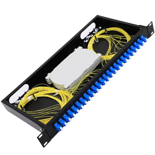 Vista 11 de Caja de montaje en rack SC de 24 puertos + bandejas de empalme de cables de fibra Kit SC-UPC monomodo
