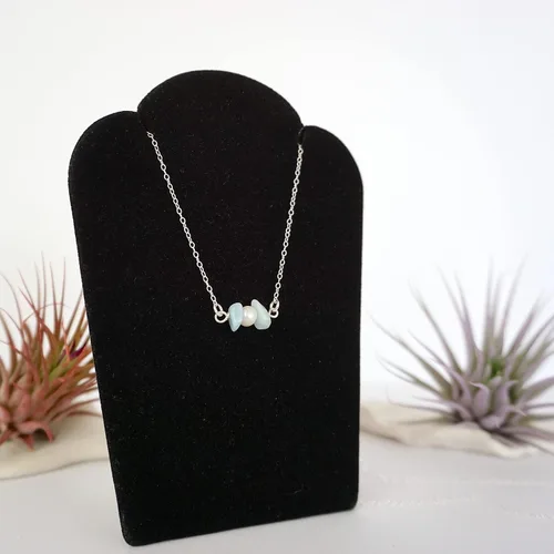 Vista 9 de Collar con dije de cristal de perla y piedra natal para mujer - Plata de ley