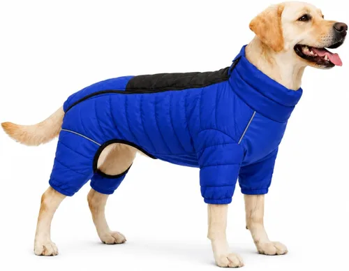 Vista 56 de Suéter para Perro ArmyGreen, Resistente al Viento, Reflectante - Chaqueta de Invierno Dirigible para S, M, L - Cremallera, Tallas Ajustables Verde