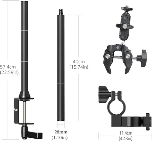 Vista 7 de JUSMO LS15 Pro Soporte de Escritorio para Cámara, Plataforma de Montaje de Cámara Aérea de Aluminio, Poste de Mesa Multidispositivo para Montar