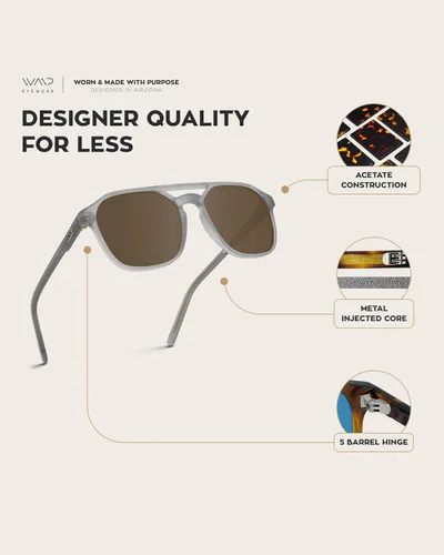 Vista 5 de WearMe Pro Gafas de sol rectangulares polarizadas de doble puente para hombre