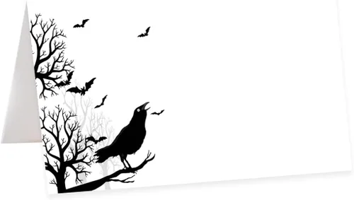 Vista 40 de Andaz Press Tarjetas de lugar con nombre de Halloween para colocar la mesa, etiquetas de alimentos en blanco para tarjetas de bufé de fiesta