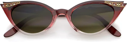 Vista 9 de zeroUV Gafas de sol de ojo de gato con lentes ovaladas con diamantes de imitación retro para mujer, 2.008 in A01 Tortuga/Ámbar