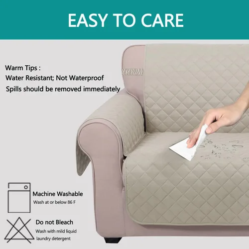 Vista 5 de U-NICE HOME Funda para sillón reclinable, reversible, con correas elásticas, resistente al agua, protege de perros y mascotas, sillón pequeño