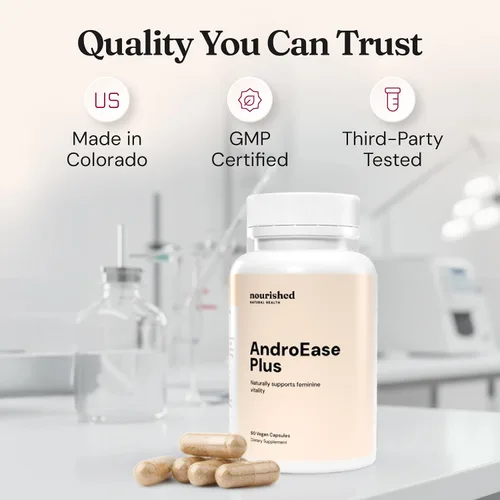 Vista 7 de Nourished AndroEase Plus – Balance hormonal vegano para mujeres – Zinc, Reishi, té verde y palma enana americana para mujeres – para energía