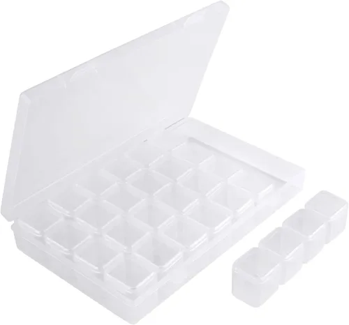 Vista 10 de Segbeauty Caja grande de almacenamiento de cuentas, organizador de gemas transparentes de 16 rejillas con tapa con bisagras, paquete de 2