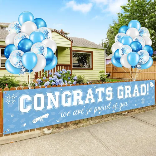 Vista 12 de Cartel de graduación de 37 piezas para decoración de globos de clase de 2026, pancarta de felicitaciones graduadas para decoración al aire libre