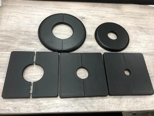 Vista 8 de 2 piezas de brida dividida de pared, placas de escudo autoadhesivas cuadradas de ABS con diseño de hebilla para tubo de 0.47"/12mm de diámetro