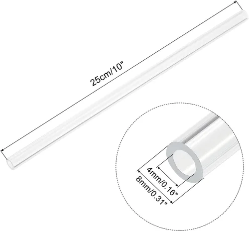 Vista 2 de MECCANIXITY Tubo acrílico transparente rígido redondo tubo 0.157 in (5/32") ID 0.315 in (5/16") OD 10" para lámparas y linternas, sistema