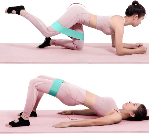 Vista 2 de Bandas de resistencia de tela, bandas elásticas de diferentes niveles, bandas moldeadoras de cadera y piernas, adecuadas para yoga, rehabilitación