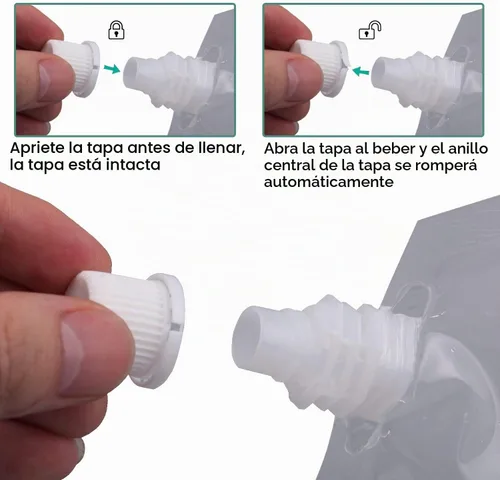 Vista 5 de Juego de 20 botellas de plástico reutilizables de 8 onzas, bolsas de bebidas de viaje, a prueba de fugas, sin BPA para viajes al aire libre 20