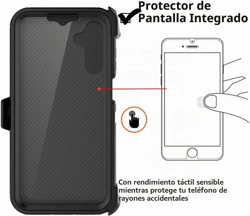 Vista 4 de Funda para teléfono Galaxy A15 5G, para Samsung A15 5G con clip para cinturón con [protector de pantalla incorporado] protector de pie resistente a