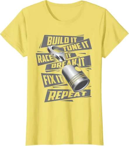 Vista 42 de Build It Tune It Race It Break It - Camiseta para entusiastas de los coches de carreras, talla S Negro