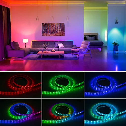 Vista 4 de SEZO WS2812B Tira de luz LED 3.3FT/1M 144LEDs/m direccionable individualmente programable 5050SMD Digital RGB aleación alambres Flexible Dream