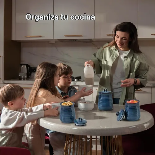 Vista 4 de HASENSE Juego de tarros de cerámica para almacenamiento de alimentos, 3,25 onzas líquidas de capacidad, recipientes de cocina con tapas herméticas