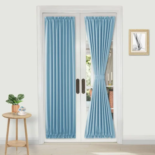 Vista 103 de DWCN Cortinas para Puertas Francesas – Cortinas opacas térmicas con bolsillo para barra para puertas con ventana de cristal, puertas de cocina