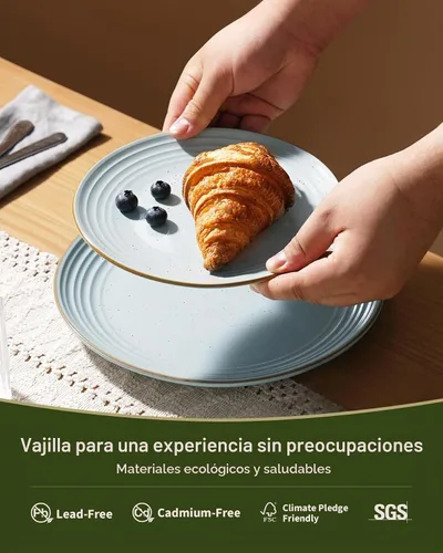Vista 3 de Juego de vajilla Famiware Jupiter, platos y cuencos para 4 (12 piezas), vajilla de piedra salpicada apta para microondas y lavaplatos, resistente a