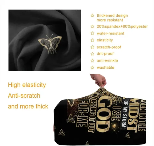 Vista 3 de Hepmant Protector de maleta de viaje para mujer afroamericana, elástica, lavable, funda de equipaje con cremallera oculta adecuada para 18-32