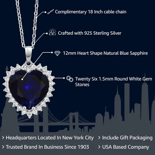 Vista 2 de Gem Stone King Collar de corazón de plata de ley 925 Collar con colgante de halo de amor para mujer 1/2 pulgada con cadena de plata