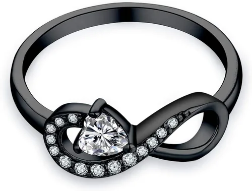 Vista 22 de Anillo Jo Wisdomo de compromiso. de plata esterlina, con corazón e infinito, anillo de amistad, para ella