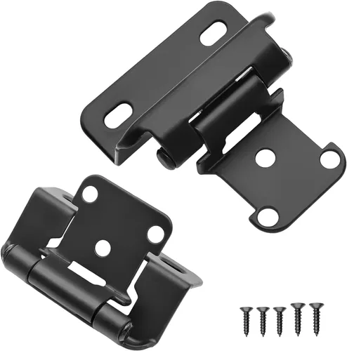 Vista 19 de Bisagras para puertas de gabinete de cocina de 3/8 pulgadas, paquete de 4 pares de bisagras de gabinete semiocultas negras, bisagras de puerta