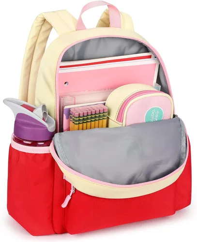 Vista 6 de mibasies Mochila preescolar para niños y niñas de 2 a 4 años, mochila pequeña para niños y niñas, mochila de jardín de infantes, mini, Hotpink