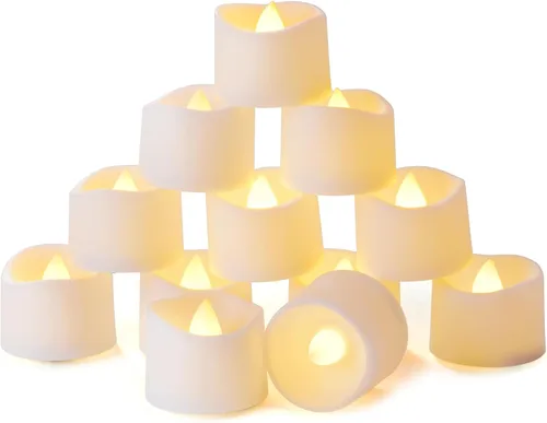 Vista 10 de Homemory Velas de té con temporizador que funcionan con pilas, temporizador de 6 horas integrado, encendido automático diario, velas votivas LED sin