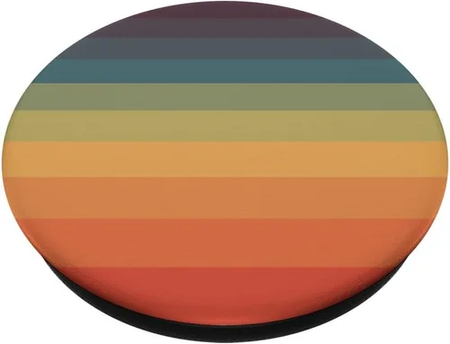 Vista 2 de PopSockets - Agarre y soporte para teléfonos y tabletas, diseño retro de rayas, color arco iris